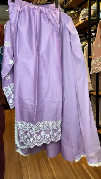 Pakistani Original Hayat’s Embroidered Stitched Cotton 3Pcs _ Ligth Purple 